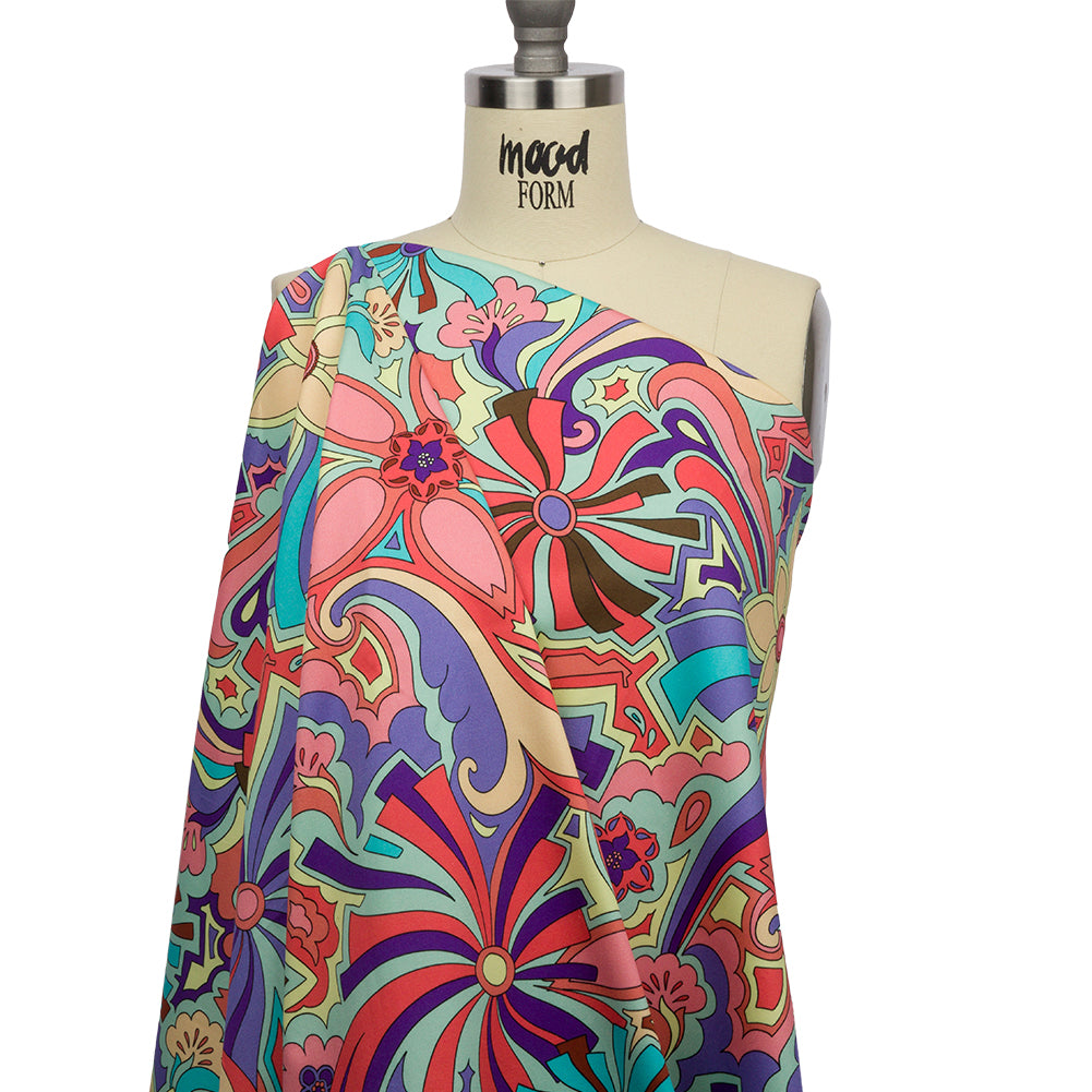 Stretch Cotton Sateen - Red and Purple Floral - Holy Grail Print - Mood Exclusive Groove Collection - Drape