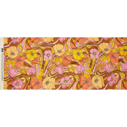 Stretch Cotton Sateen - Pink and Yellow Floral - Garden Groove Print - Mood Exclusive Groove Collection
