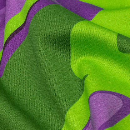 Stretch Cotton Sateen - Purple and Green Abstract - Seen and Unseen Print - Mood Exclusive Groove Collection