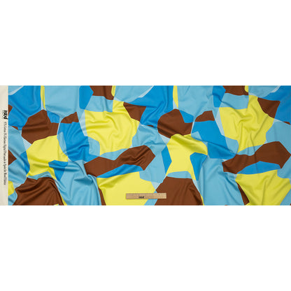 Stretch Cotton Sateen - Blue and Yellow Geometric - Gemstone Jubilee Print - Mood Exclusive Groove Collection