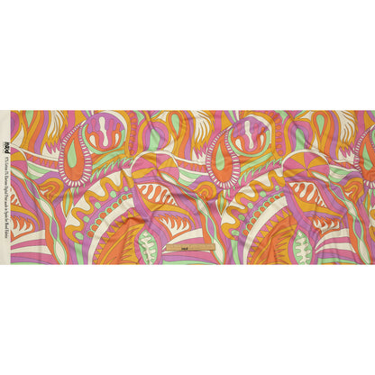Stretch Cotton Sateen - Purple, Pink and Orange Paisley and Abstract - Surf City Psychedelia Print - Mood Exclusive Groove Collection