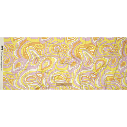 Stretch Cotton Sateen - Light Purple and Yellow Abstract - Carnival Candy Print - Mood Exclusive Groove Collection
