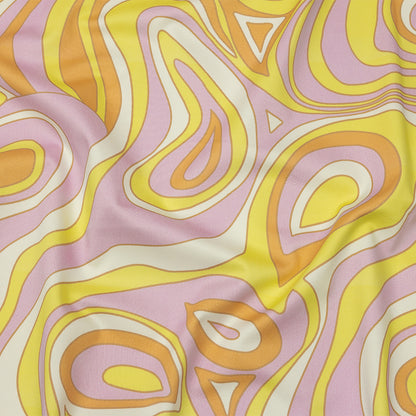 Stretch Cotton Sateen - Light Purple and Yellow Abstract - Carnival Candy Print - Mood Exclusive Groove Collection