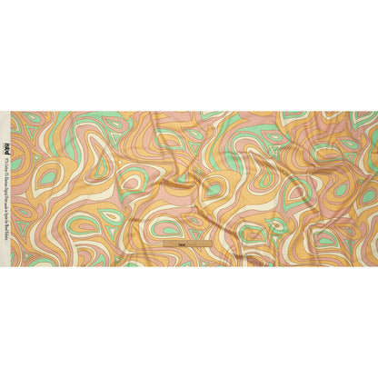 Stretch Cotton Sateen - Light Green, Orange and Pink Abstract - Carnival Candy Print - Mood Exclusive Groove Collection