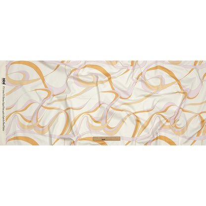 Stretch Cotton Sateen - White, Orange and Lavender Ribbons - Free Spirit Print - Mood Exclusive Groove Collection