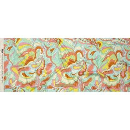 Stretch Cotton Sateen - Sky Blue and Mint Abstracted Paisley - Lonely Hearts Club Print - Mood Exclusive Groove Collection
