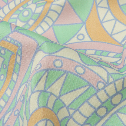 1 Yard of Stretch Cotton Sateen - Green and Cream Chunky Paisley - Glass Carnival Print - Mood Exclusive Groove Collection