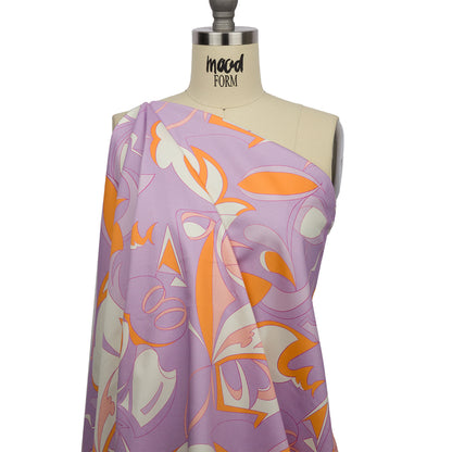 Stretch Cotton Sateen - Lilac and Orange Abstract - Lost at Last Print - Mood Exclusive Groove Collection