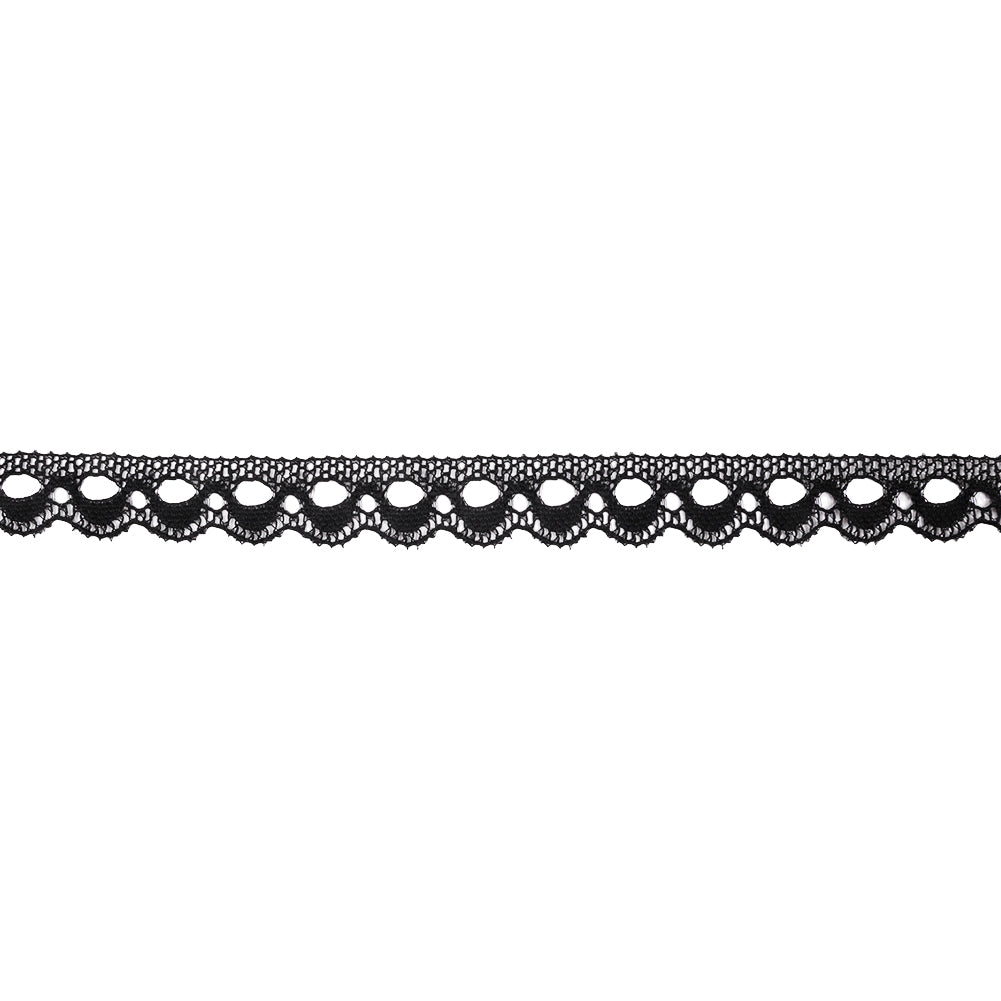 Black Scalloped Raschel Lace Trim - 0.75"