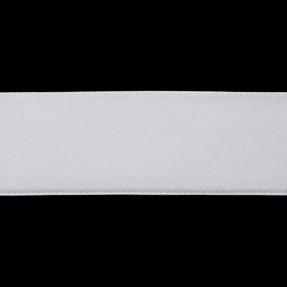 Japanese White Velvet Ribbon with Satin Backing - 1" Detail
