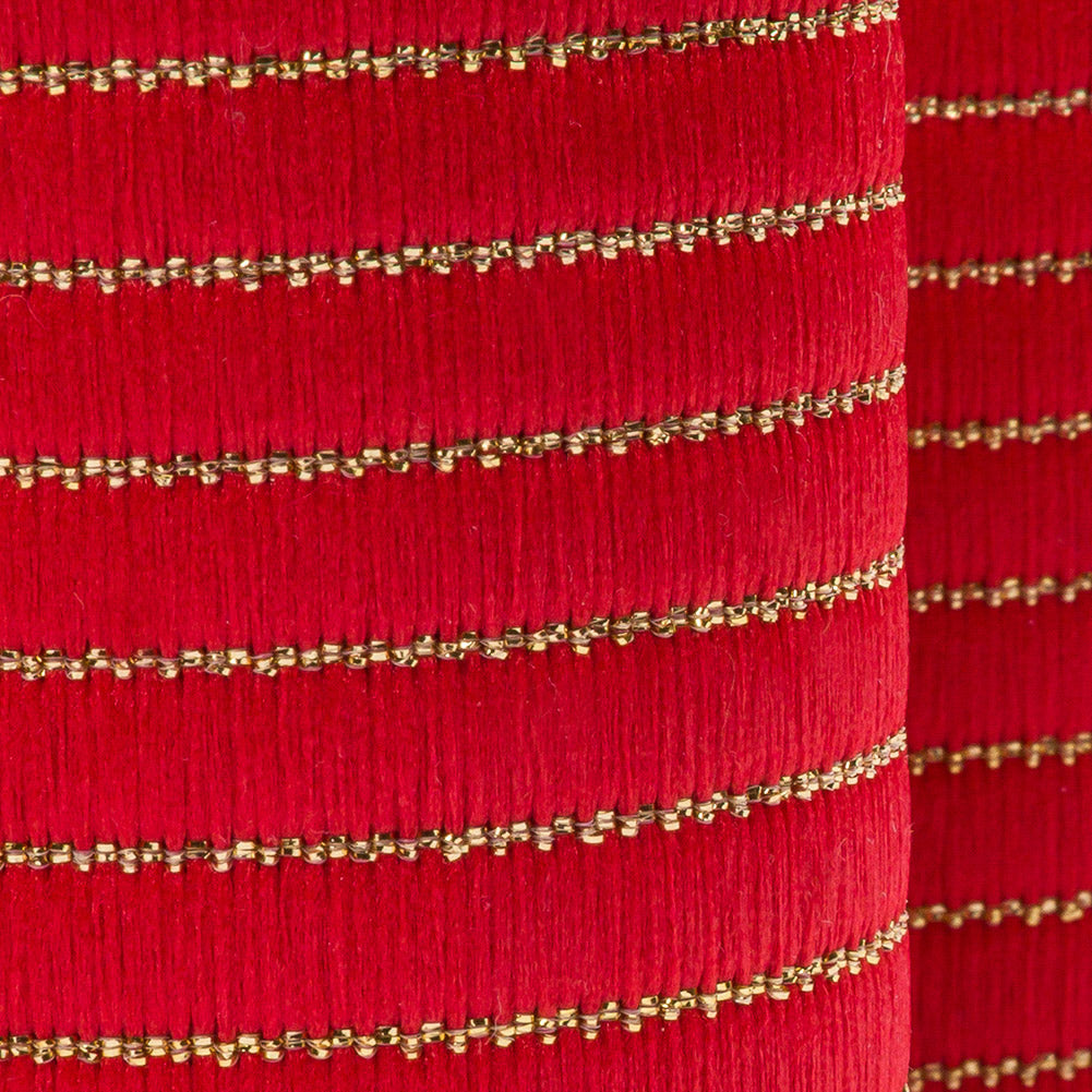 Red and Metallic Gold Striped Elastic Trim - 3" Detail