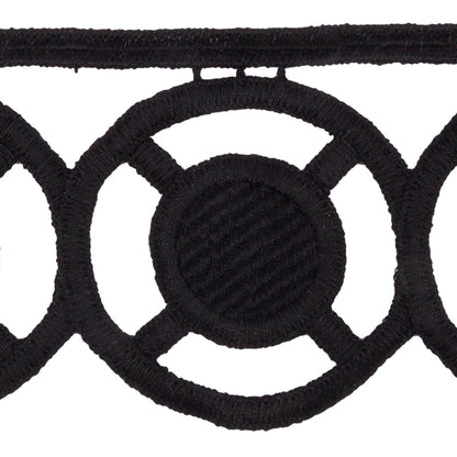 Black Big Circles Venise Lace Trim - 2.5" Detail