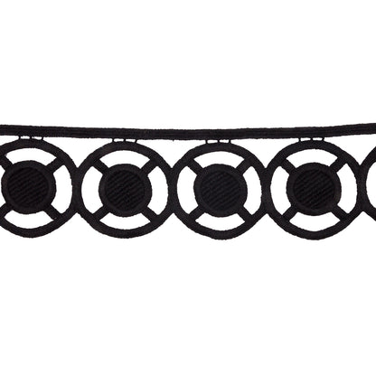 Black Big Circles Venise Lace Trim - 2.5"