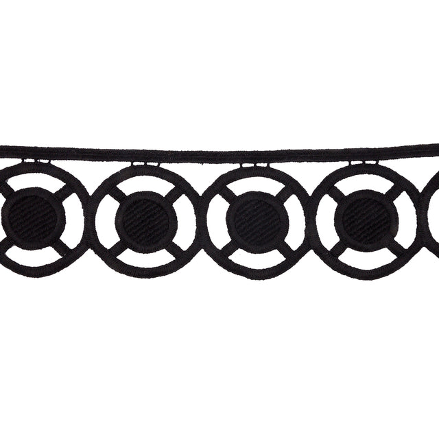 Black Big Circles Venise Lace Trim - 2.5"