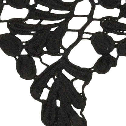 Black Leaves and Berries Lace Trim - 5" Detail
