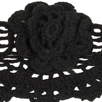 Black 3D Flowers Scalloped Crochet Lace Trim - 3.25" Detail