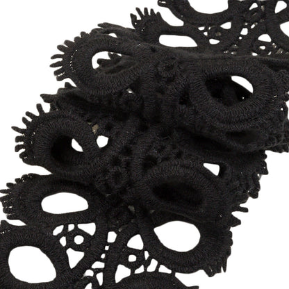 Black Circles and Loop de Loops Lace Trim - 3" Folded