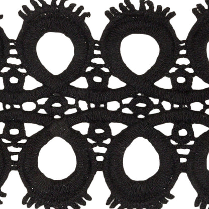 Black Circles and Loop de Loops Lace Trim - 3" Detail