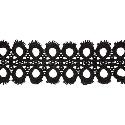 Black Circles and Loop de Loops Lace Trim - 3"