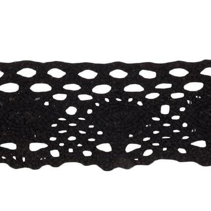 Black Lozenges and Latticework Crochet Lace Trim - 1.5" Detail