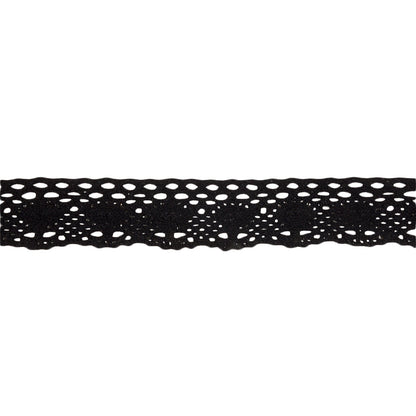 Black Lozenges and Latticework Crochet Lace Trim - 1.5"