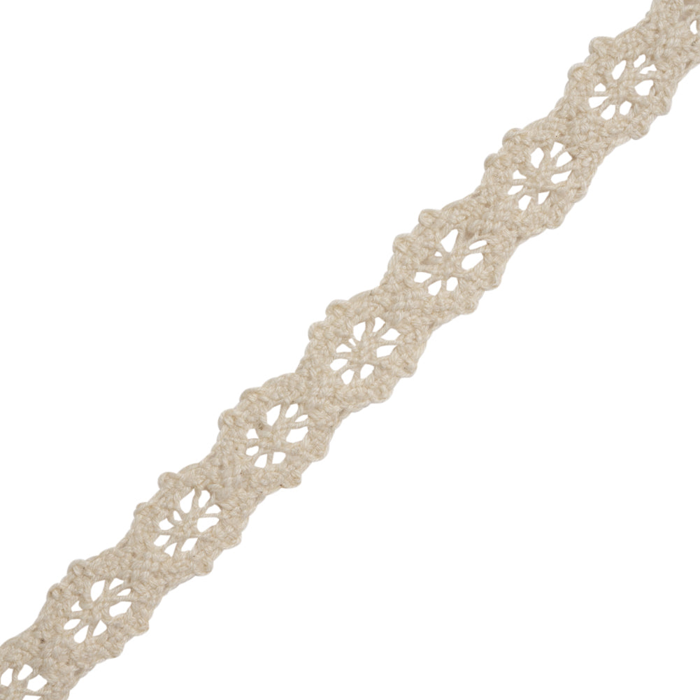 Natural Little Wheels Cotton Cluny Lace Trim - 0.625" Folded