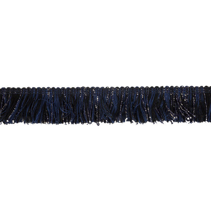 Black, Navy and White Mottled Cotton Brush Fringe Trim - 1.5"