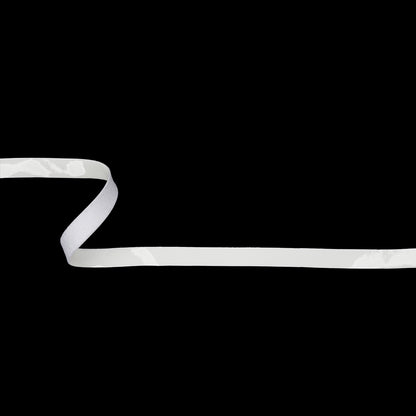 Snow White Glossy Faux Leather Tape Trim with Knit Back - 0.375"
