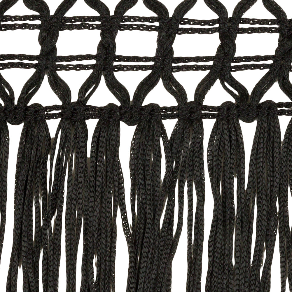 Black Lace Top Chainette Fringe - 4" Detail