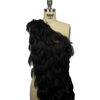 Black Zig Zag Fringe Mesh