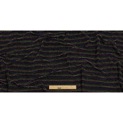 Black and Rainbow Striped Stretch Nylon Knit