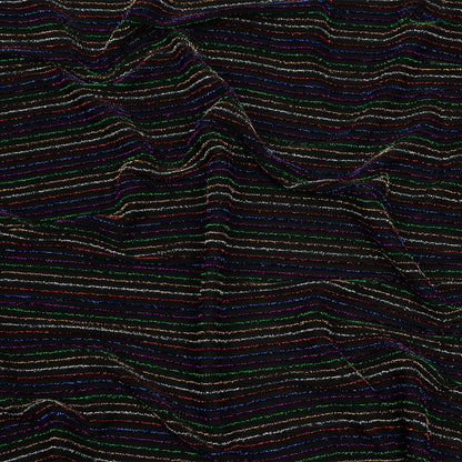 Black and Rainbow Striped Stretch Nylon Knit