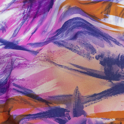Pink, Purple and Orange Wild Brushstrokes Stretch Nylon Tricot Detail
