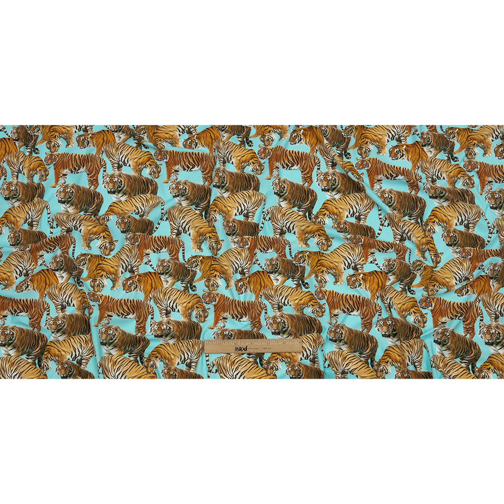 Sky Blue and Orange Tigers Stretch Nylon Jersey Full