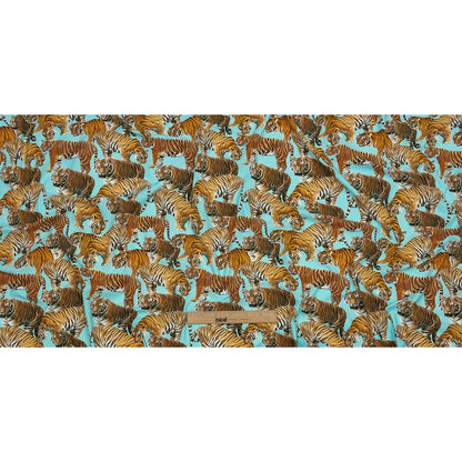 Sky Blue and Orange Tigers Stretch Nylon Jersey Full