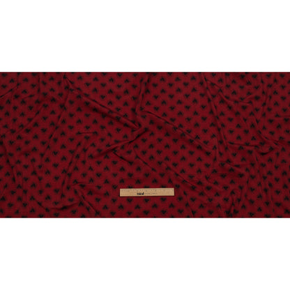 Italian Red and Black Lace Hearts Stretch Nylon Jersey Full