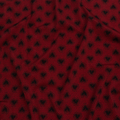 Italian Red and Black Lace Hearts Stretch Nylon Jersey