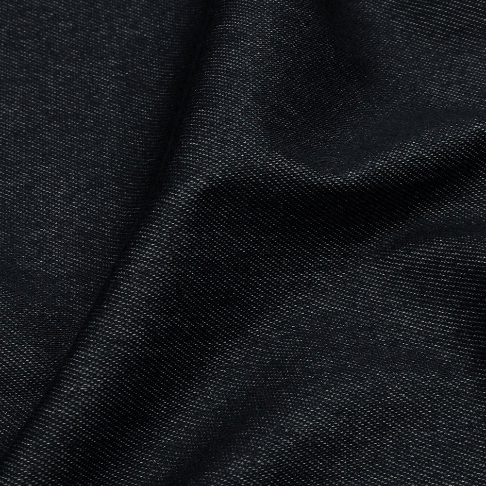 Indigo Stretch Cotton and Polyester Denim Knit Detail