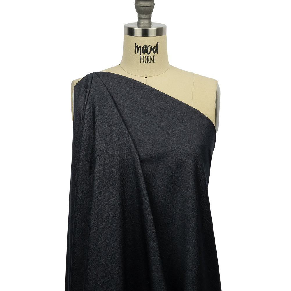Indigo Stretch Cotton and Polyester Denim Knit Drape