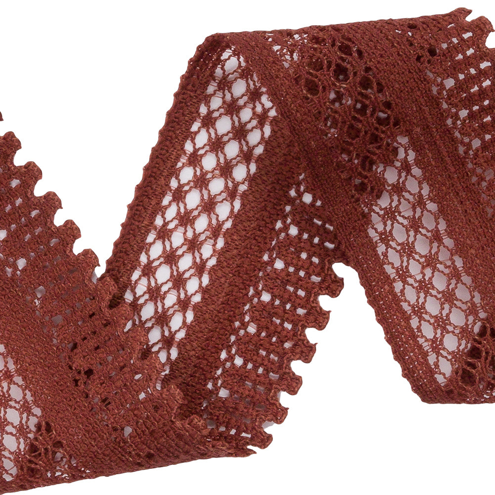 Auburn Latticework and Scallops Stretch Lace Trim - 1" Detail