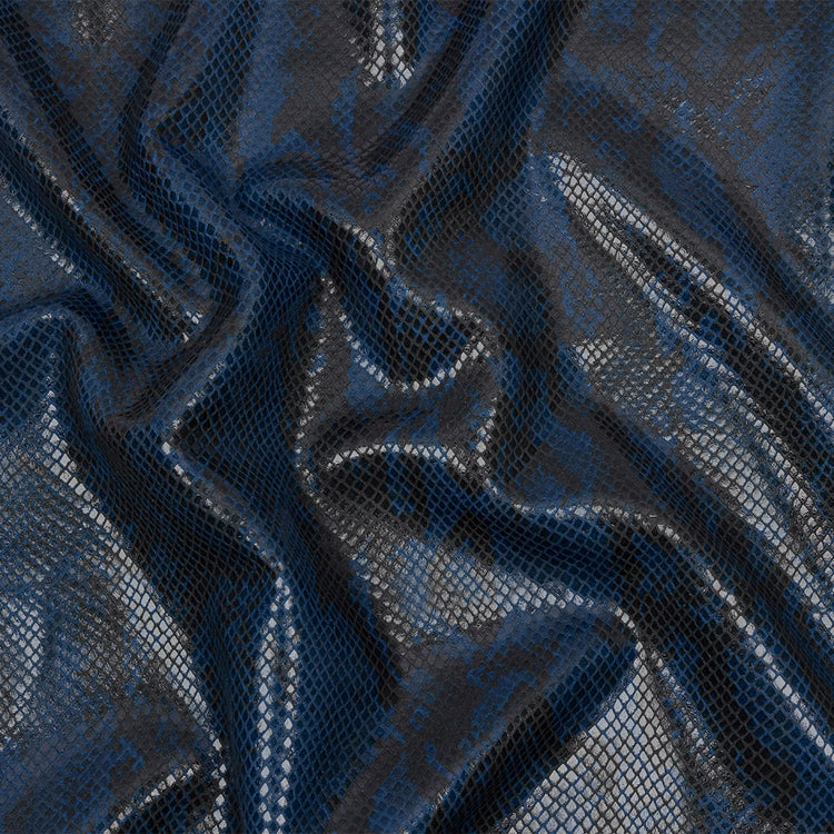 template--25130090922057__main-Blue and Charcoal Snakeskin Stretch Faux Leather with Ivory Viscose Jersey Backing