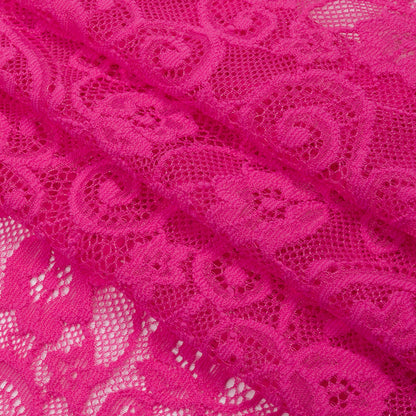 Palm Beach Floral Scrolls Stretch Lace Trim with Scalloped Edges - 6.25" Folded