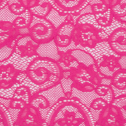 Palm Beach Floral Scrolls Stretch Lace Trim with Scalloped Edges - 6.25" Detail