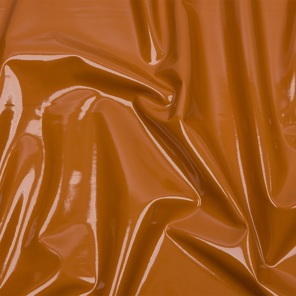 Tan Stretch Faux Patent Leather with White Viscose Jersey Backing