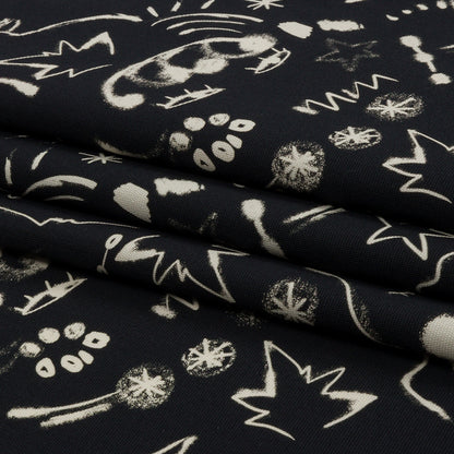 Stretch Cotton Canvas Print - Black and White Abstract Doodles - Mood Exclusive Universal Simplicity Folded