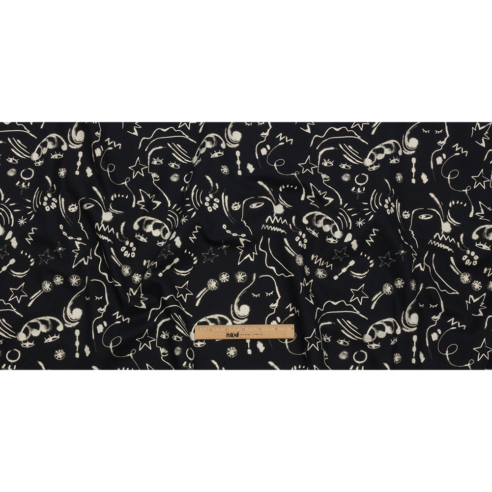 Stretch Cotton Canvas Print - Black and White Abstract Doodles - Mood Exclusive Universal Simplicity Full