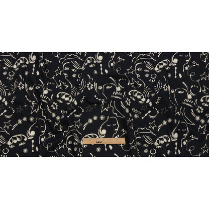 Stretch Cotton Canvas Print - Black and White Abstract Doodles - Mood Exclusive Universal Simplicity Full