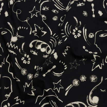 Stretch Cotton Canvas Print - Black and White Abstract Doodles - Mood Exclusive Universal Simplicity