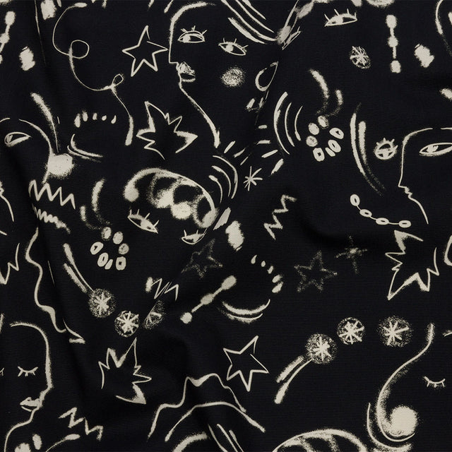 Stretch Cotton Canvas Print - Black and White Abstract Doodles - Mood Exclusive Universal Simplicity
