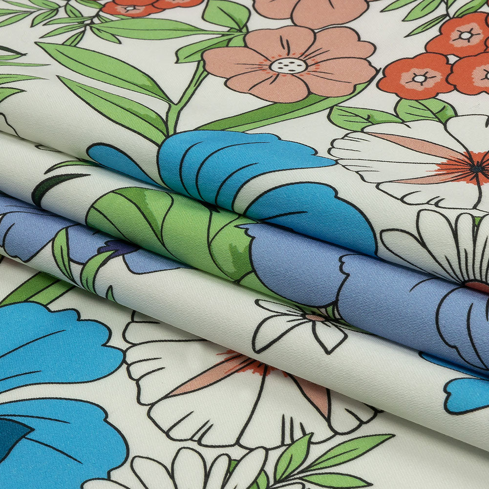 Mood Exclusive Blue Springing Up Stretch Cotton Sateen - Folded